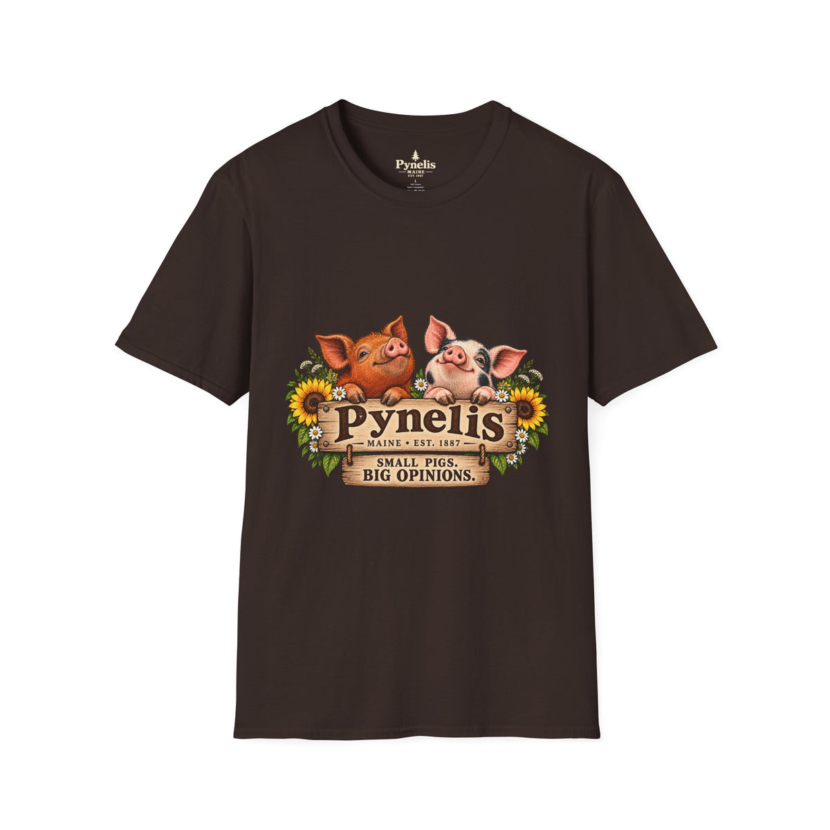 Pig Family Graphic T-Shirt — "Pynelis: Small Pigs, Big Opinions"