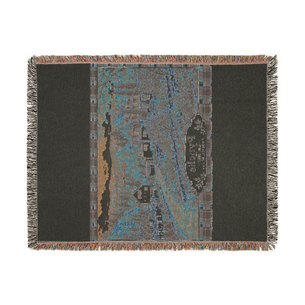 Plaid Woven Blanket — Autumn Village Tapestry Throw (Cozy Pynelis Landscape)