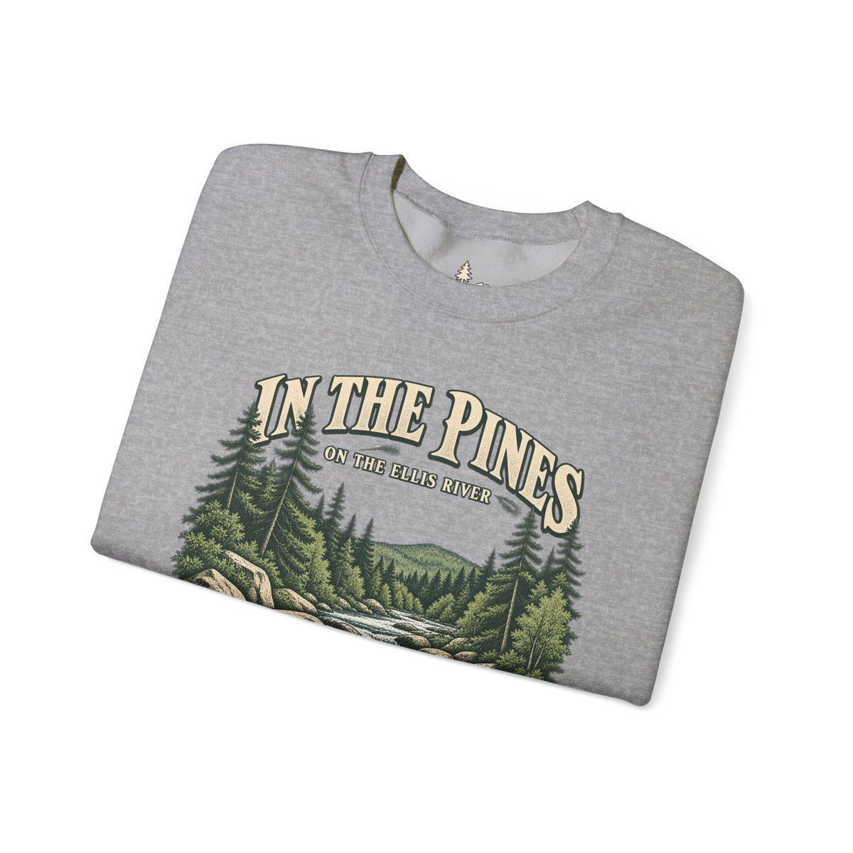 In The Pines Andover, ME Crewneck Sweatshirt — Scenic River Pine Forest Sweatshirt