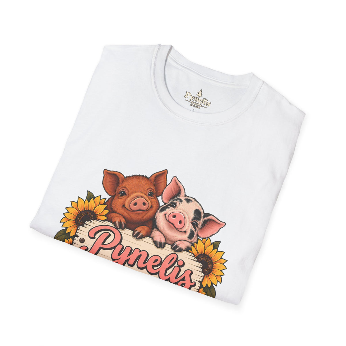 Small Pigs, Big Opinions T-Shirt — Cute Pig Cartoon Tee with Sunflowers