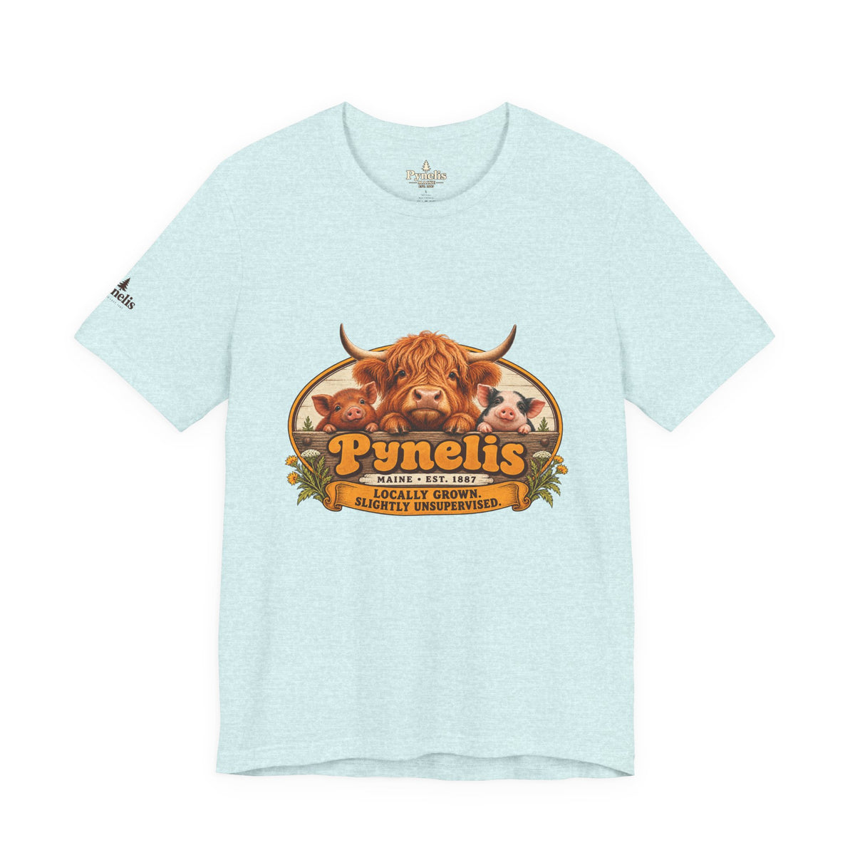 Highland Cow Farm T-Shirt — “Pynelis” Vintage Rustic Livestock Tee