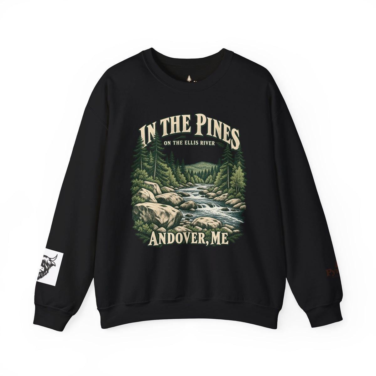 In The Pines Andover, ME Crewneck Sweatshirt — Scenic River Pine Forest Sweatshirt