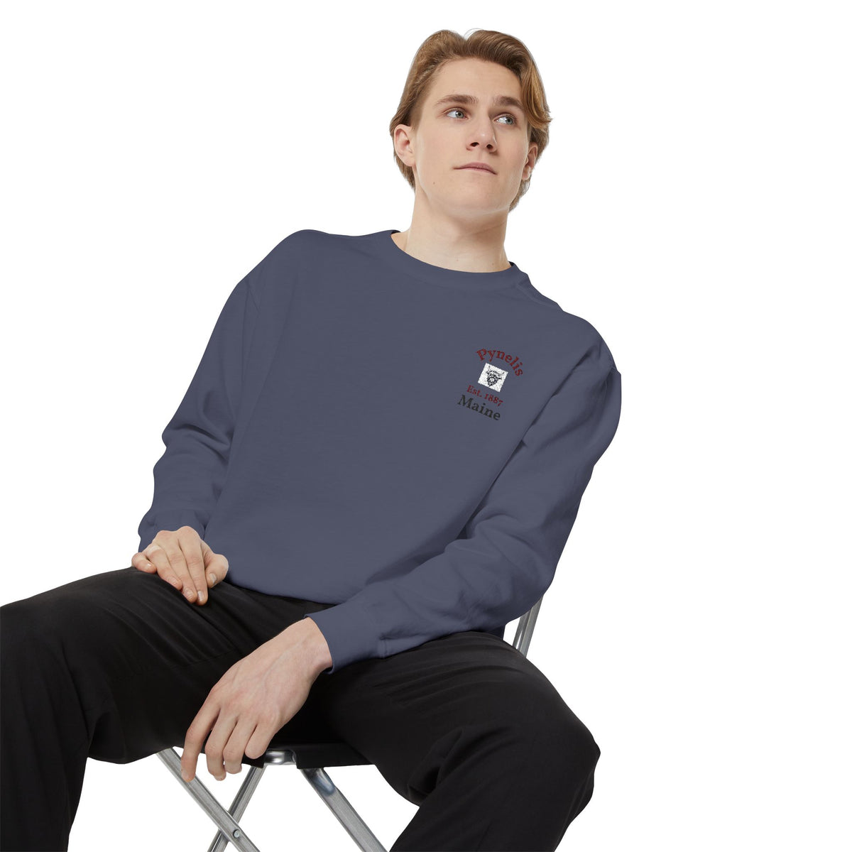 Crewneck Sweatshirt — Pynelis Maine Est 1887 Highland Graphic