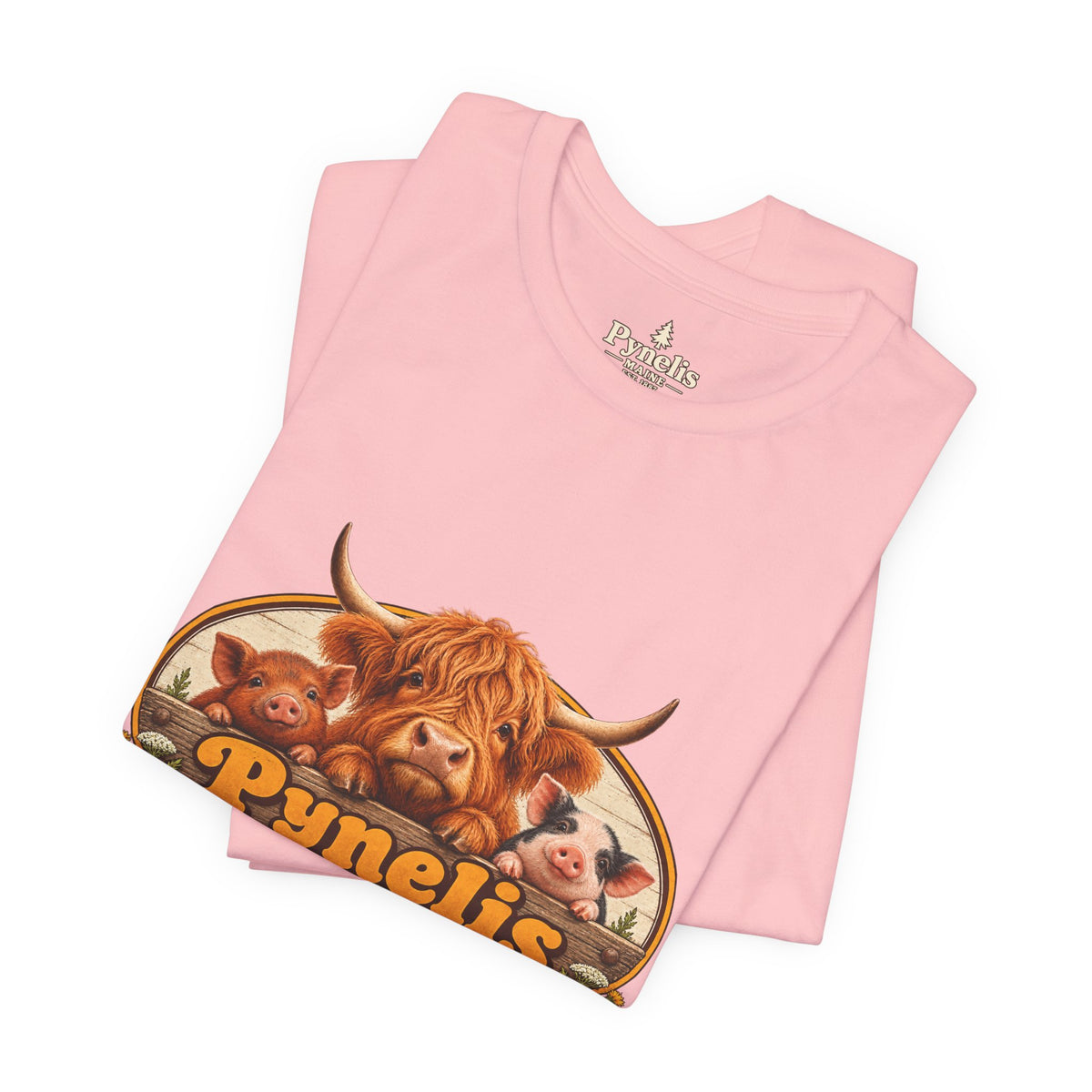 Highland Cow Farm T-Shirt — “Pynelis” Vintage Rustic Livestock Tee