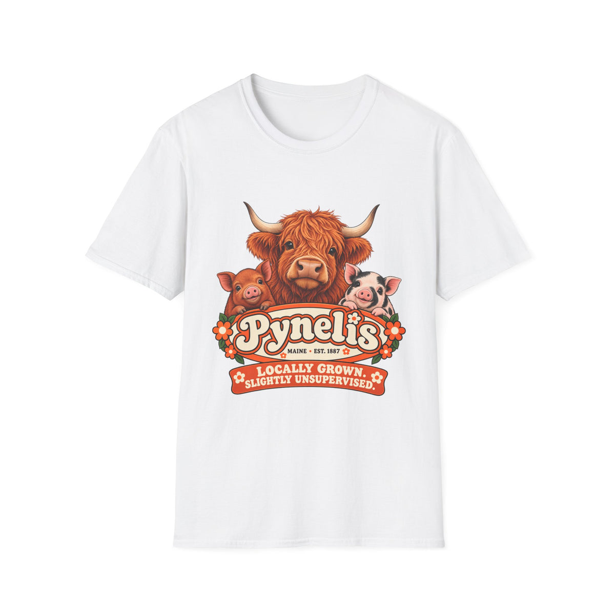 T-Shirt — 'Pynelis' Farm Animals Graphic Tee: Locally Grown, Slightly Unsurprised