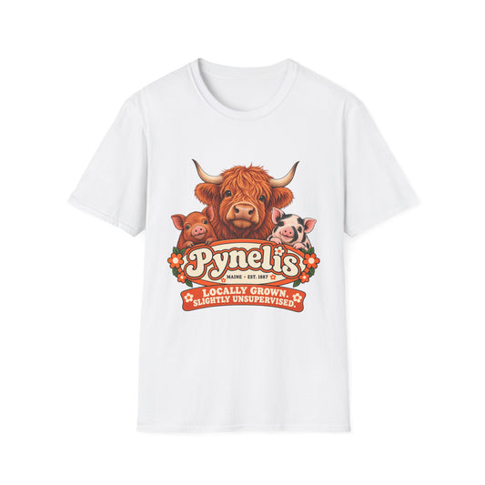 T-Shirt — 'Pynelis' Farm Animals Graphic Tee: Locally Grown, Slightly Unsurprised