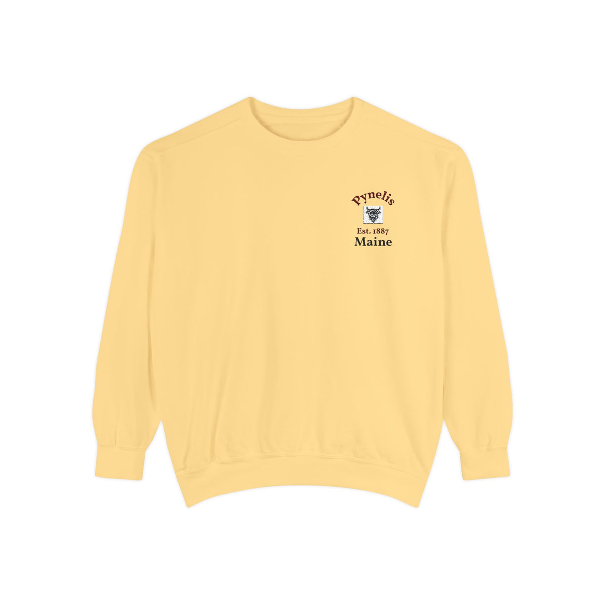 Crewneck Sweatshirt — Pynelis Maine Est 1887 Highland Graphic