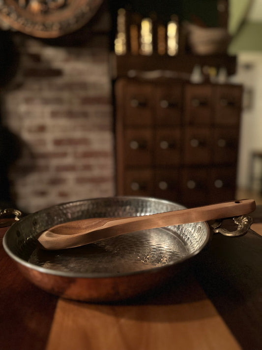 Maine Carved Half and Half Flame Birch and and African Walnut wide spoon