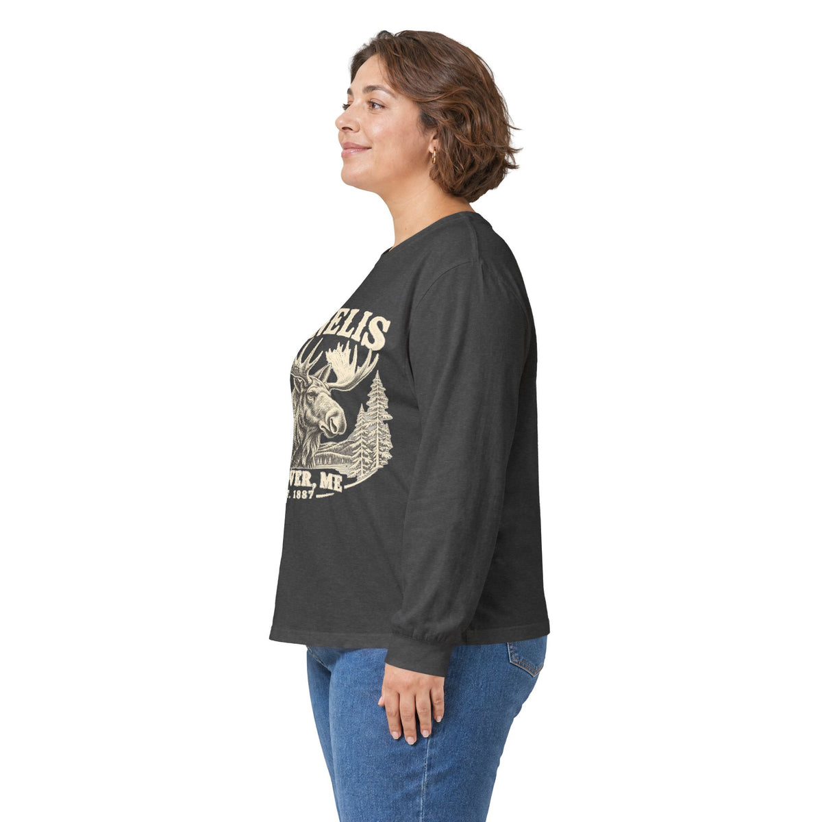 Moose Wilderness Long Sleeve Tee — Retro 'Explore' Outdoor Graphic