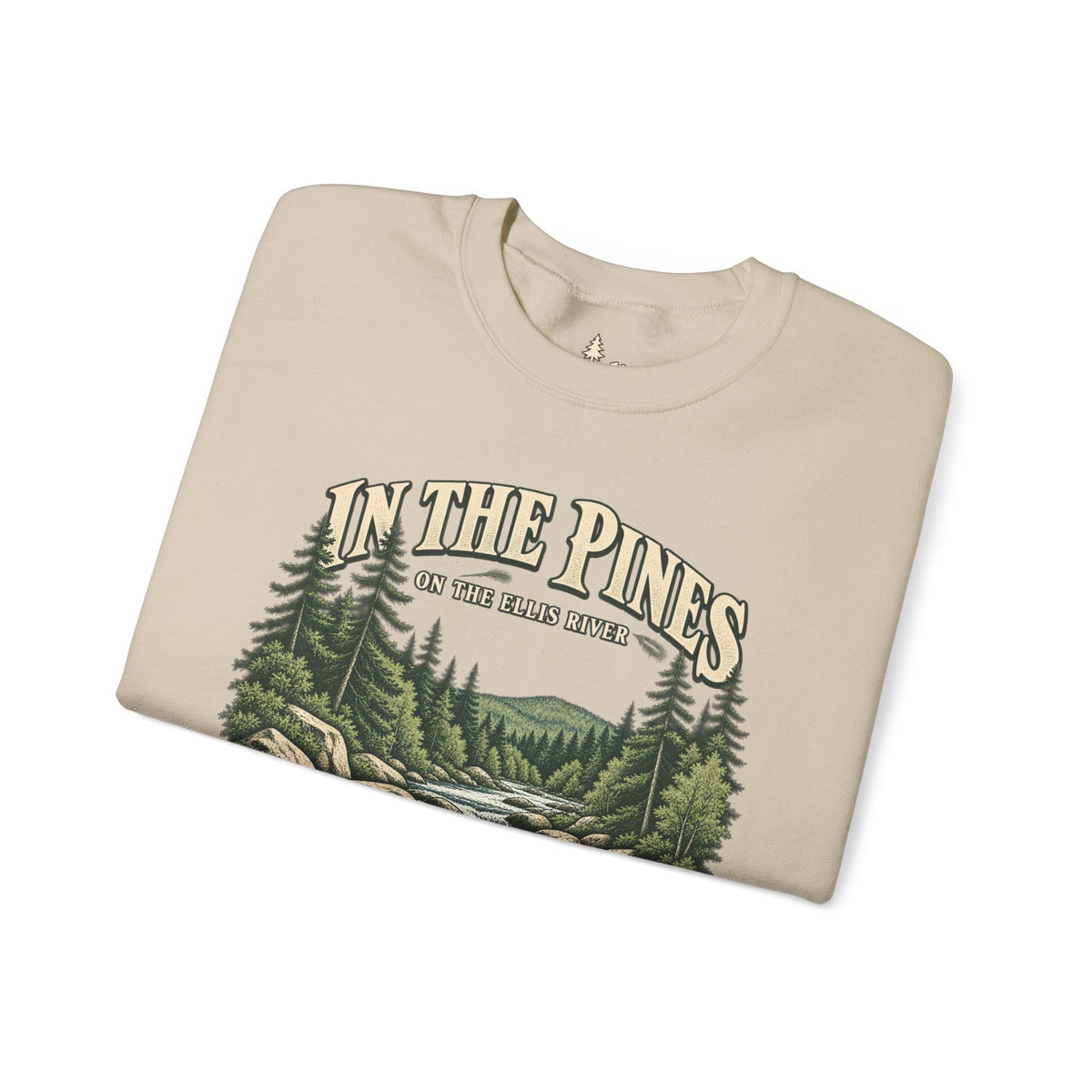 In The Pines Andover, ME Crewneck Sweatshirt — Scenic River Pine Forest Sweatshirt