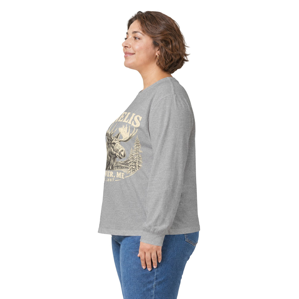 Moose Wilderness Long Sleeve Tee — Retro 'Explore' Outdoor Graphic