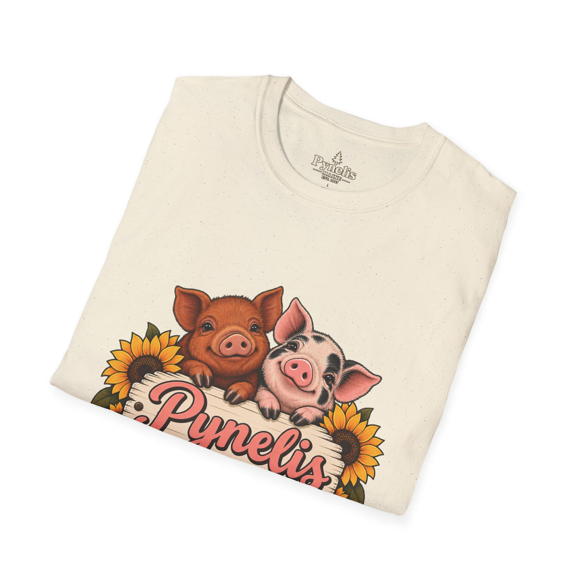 Small Pigs, Big Opinions T-Shirt — Cute Pig Cartoon Tee with Sunflowers