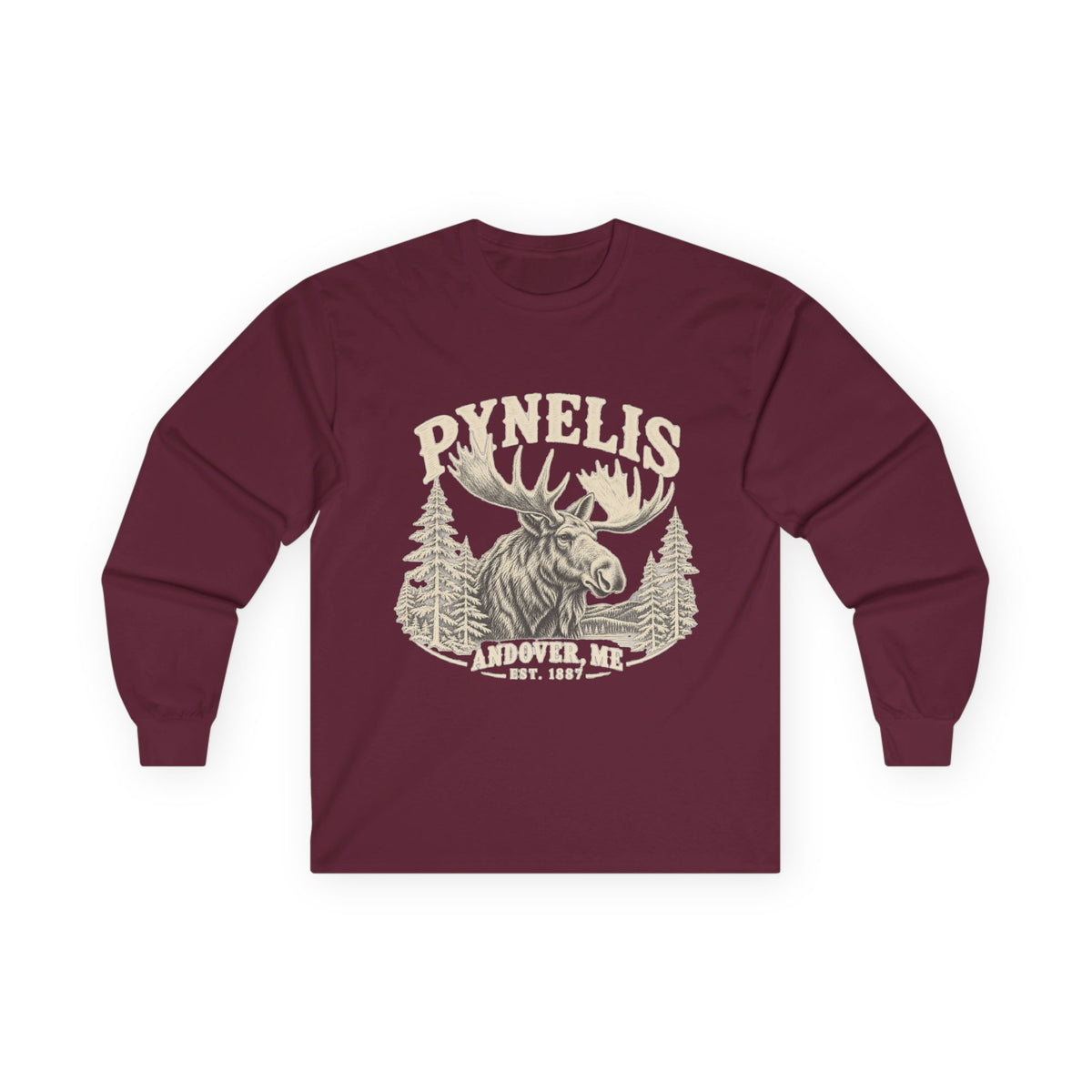 Moose Wilderness Long Sleeve Tee — Retro 'Explore' Outdoor Graphic