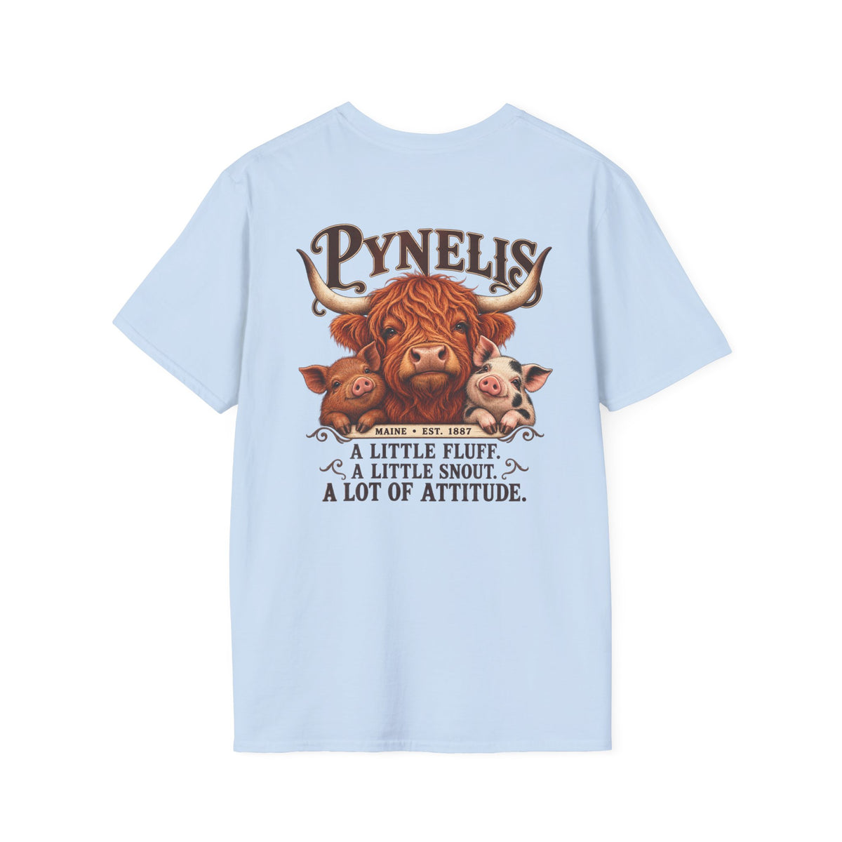 Pynelis Highland Cow Tee — “A Little Fluff, A Little Snout, A Lot of Attitude”