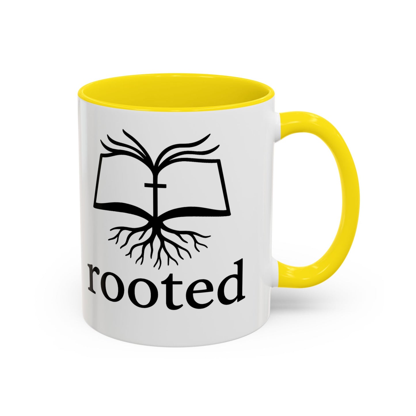 Rooted in Christ Accent Coffee Mug — 'Rooted' Logo (11/15 oz)