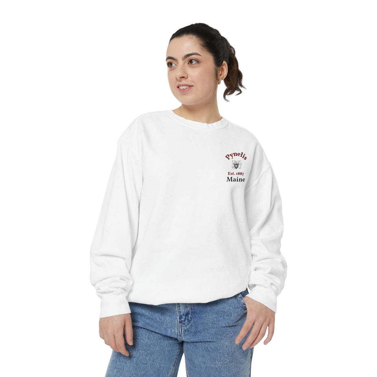 Crewneck Sweatshirt — Pynelis Maine Est 1887 Highland Graphic