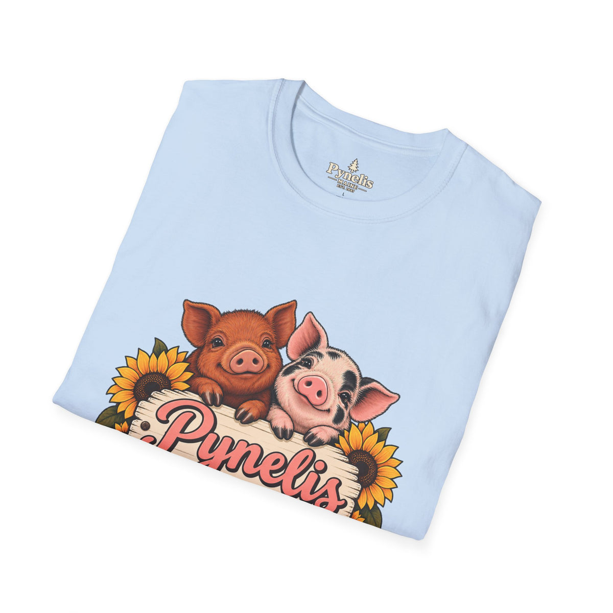 Small Pigs, Big Opinions T-Shirt — Cute Pig Cartoon Tee with Sunflowers