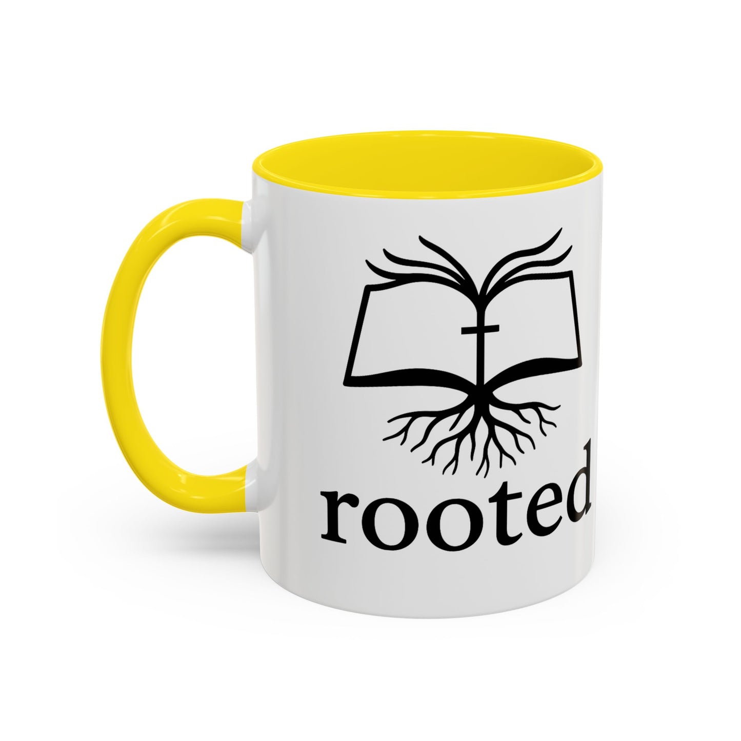 Rooted in Christ Accent Coffee Mug — 'Rooted' Logo (11/15 oz)