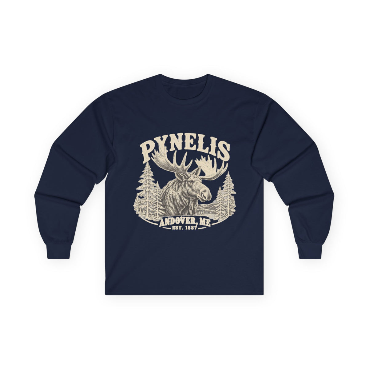Moose Wilderness Long Sleeve Tee — Retro 'Explore' Outdoor Graphic
