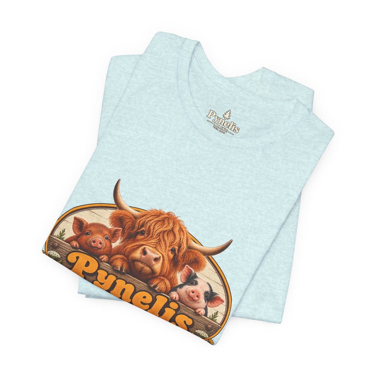 Highland Cow Farm T-Shirt — “Pynelis” Vintage Rustic Livestock Tee