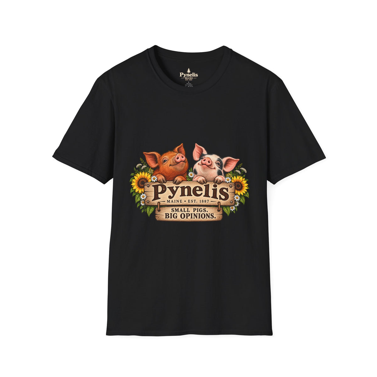 Pig Family Graphic T-Shirt — "Pynelis: Small Pigs, Big Opinions"