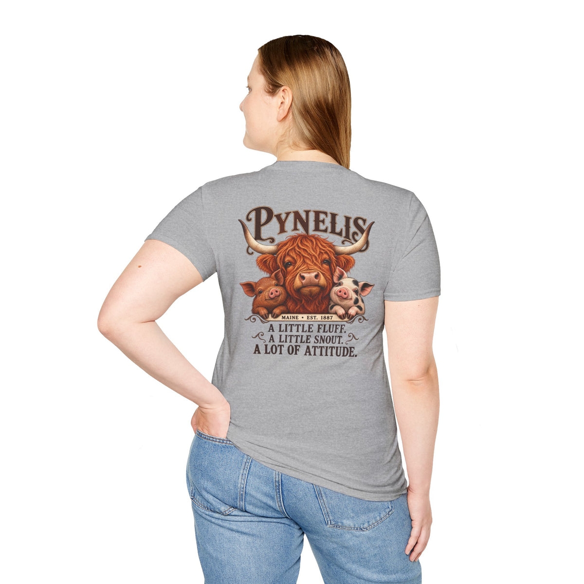 Pynelis Highland Cow Tee — “A Little Fluff, A Little Snout, A Lot of Attitude”