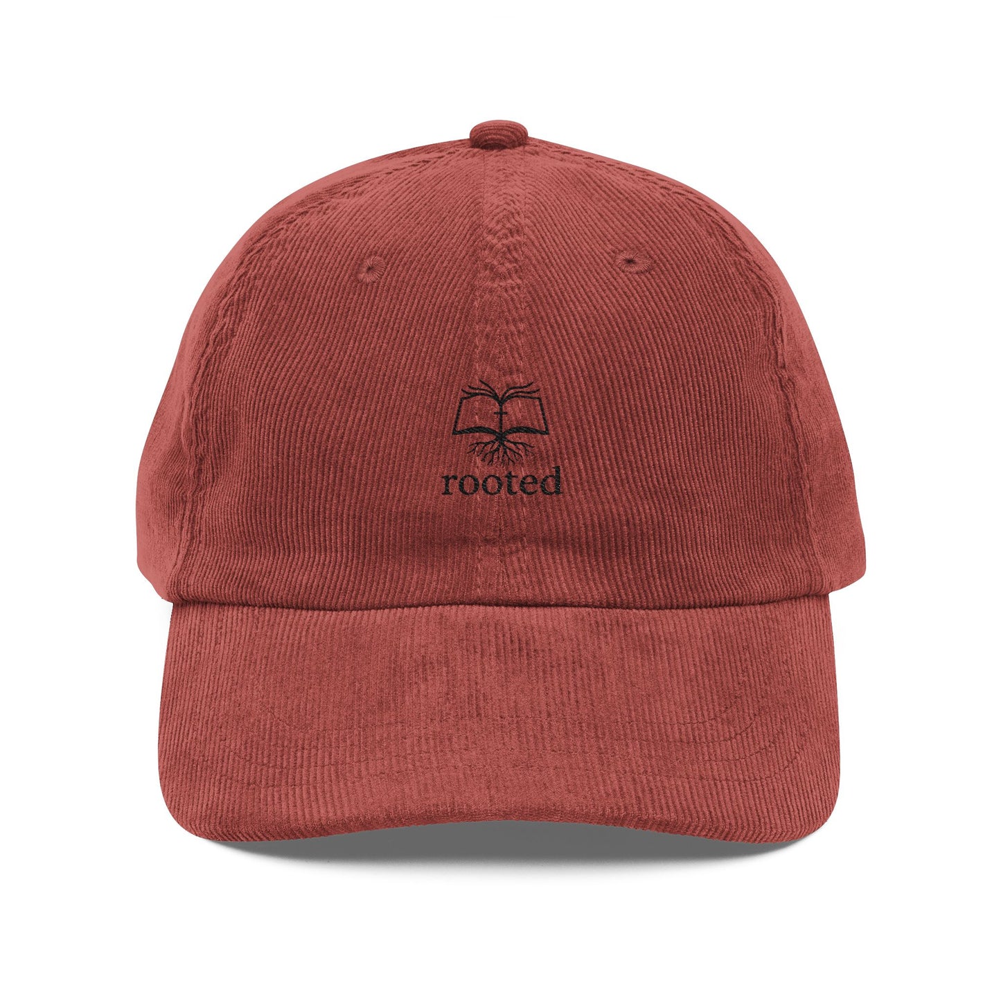 Rooted in Christ Vintage Corduroy Cap — Embroidered Christian Hat