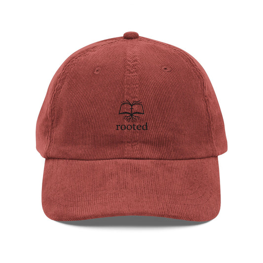 Rooted in Christ Vintage Corduroy Cap — Embroidered Christian Hat