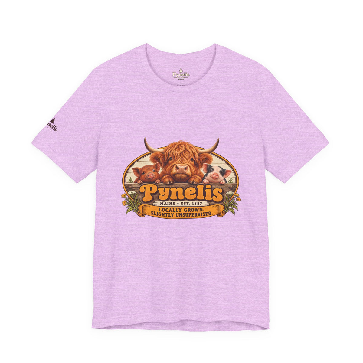 Highland Cow Farm T-Shirt — “Pynelis” Vintage Rustic Livestock Tee