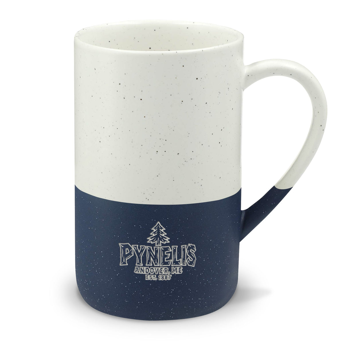Pynelis Speckled Ceramic Engraved Mug — 13oz Rustic Coffee Cup with Tree