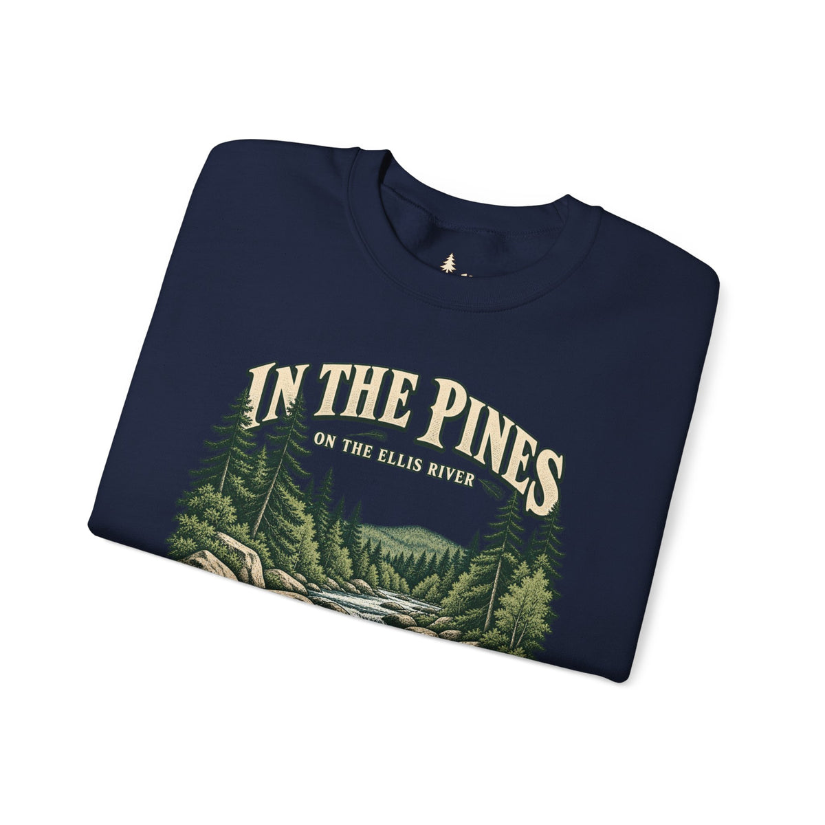 In The Pines Andover, ME Crewneck Sweatshirt — Scenic River Pine Forest Sweatshirt