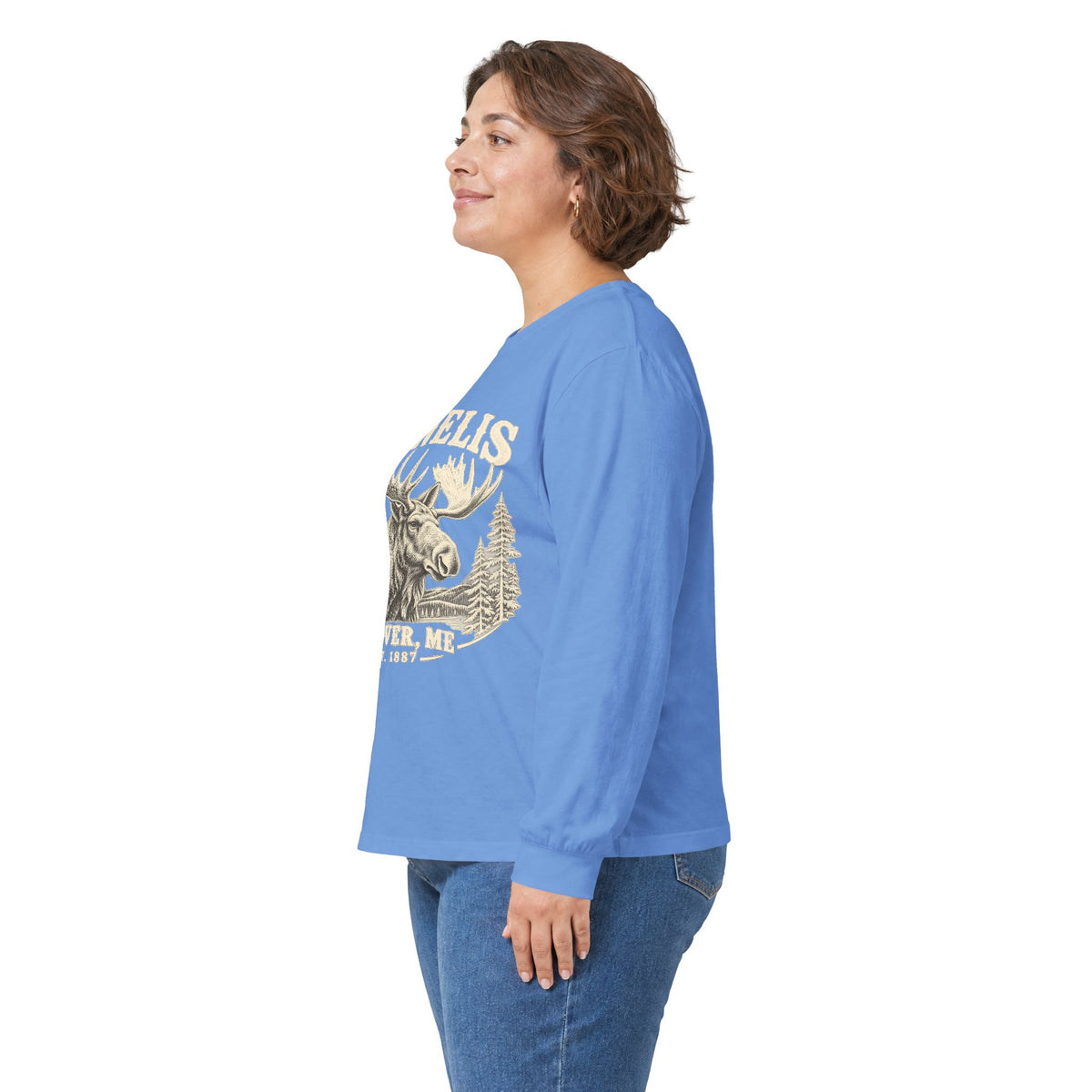 Moose Wilderness Long Sleeve Tee — Retro 'Explore' Outdoor Graphic