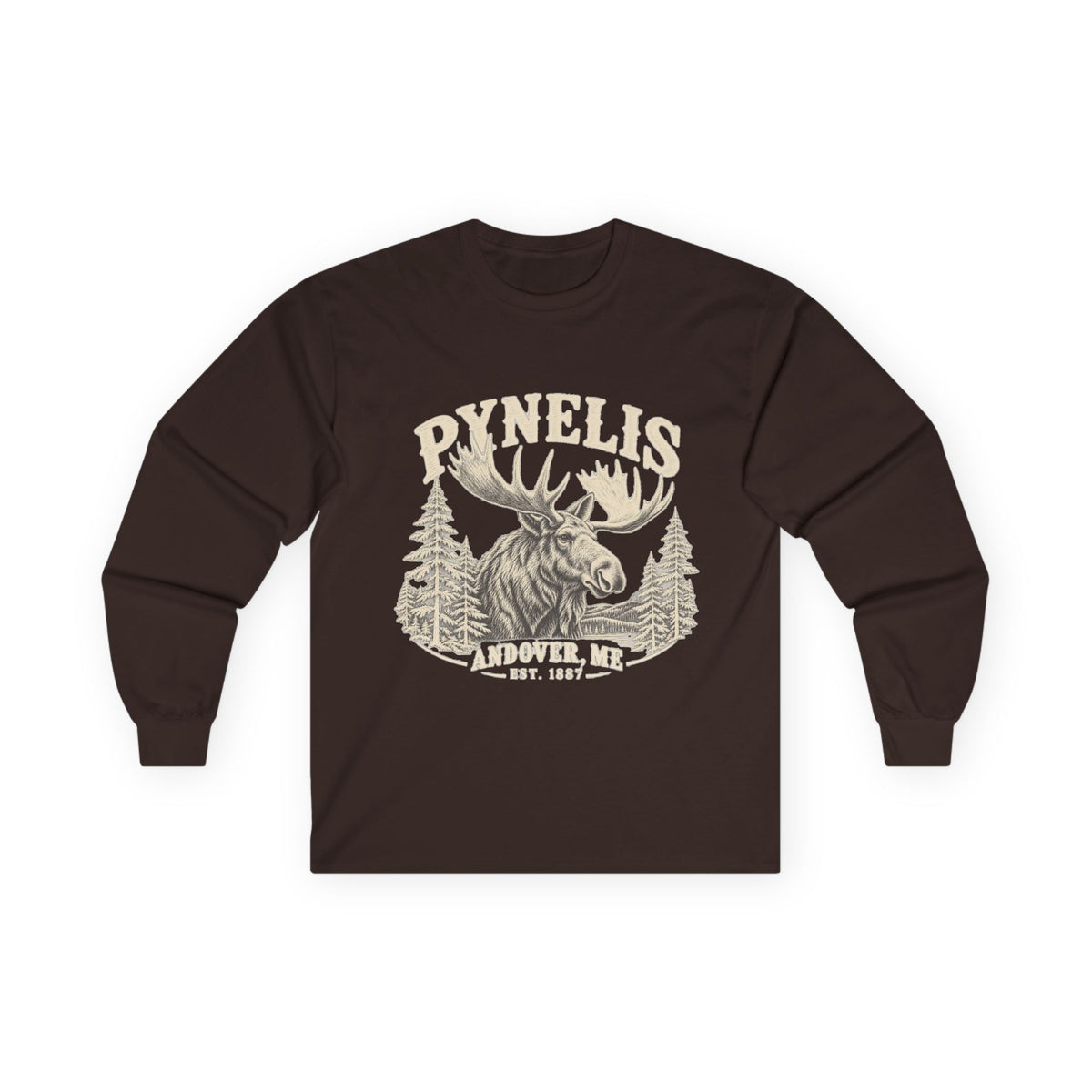 Moose Wilderness Long Sleeve Tee — Retro 'Explore' Outdoor Graphic