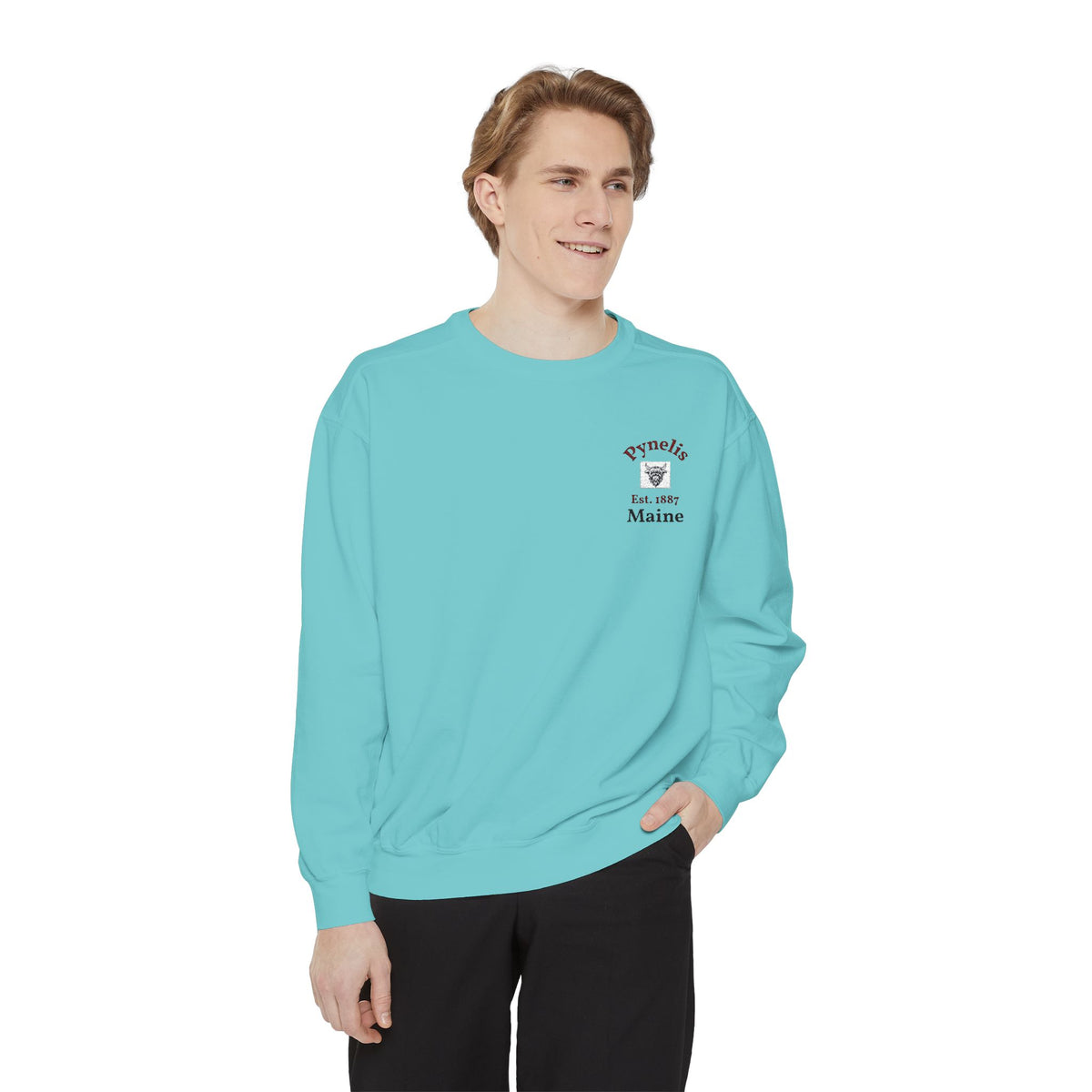 Crewneck Sweatshirt — Pynelis Maine Est 1887 Highland Graphic