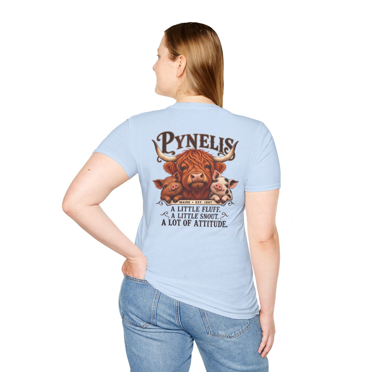 Pynelis Highland Cow Tee — “A Little Fluff, A Little Snout, A Lot of Attitude”