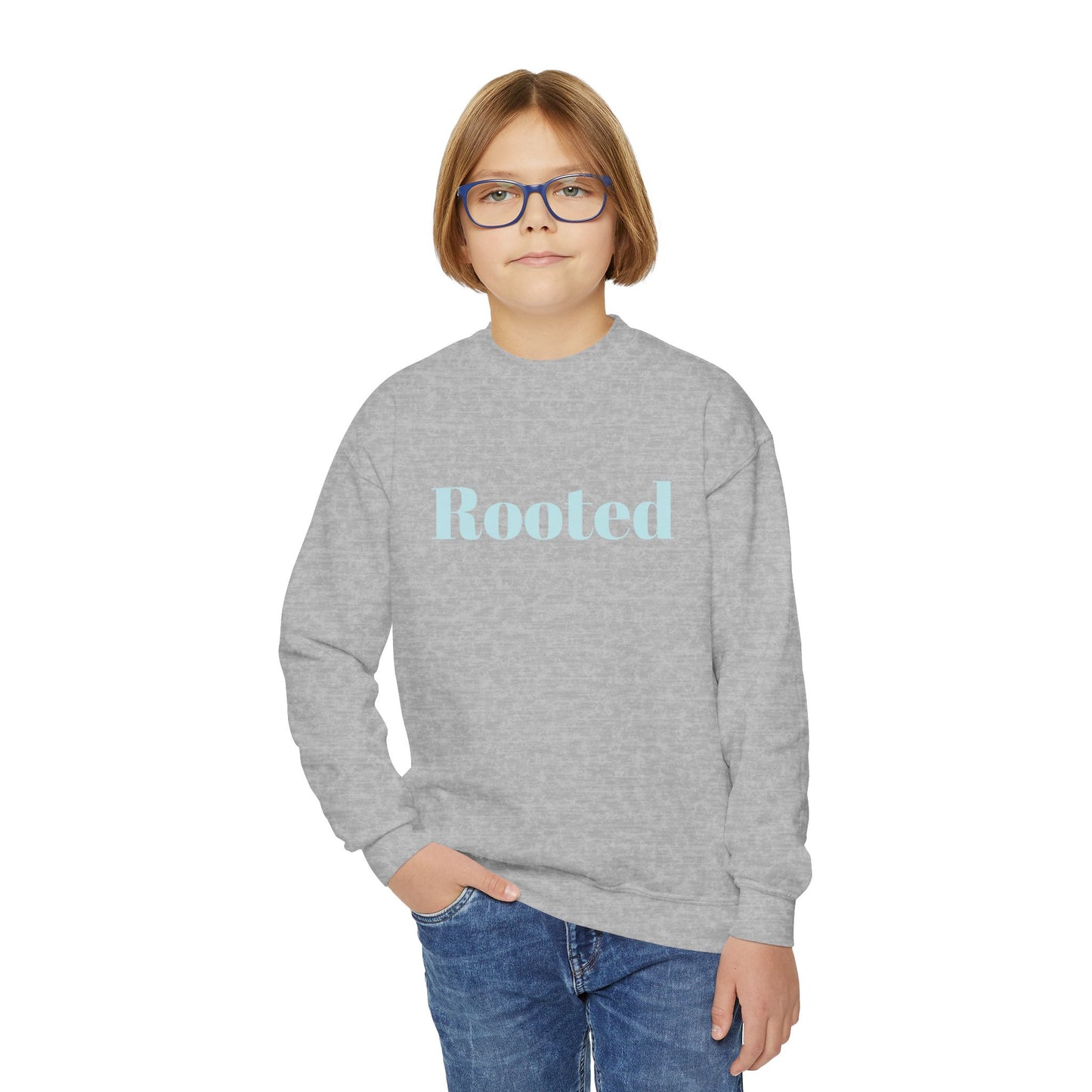 Rooted Youth Crewneck Sweatshirt – Soft Pastel Inspirational Kids Pullover