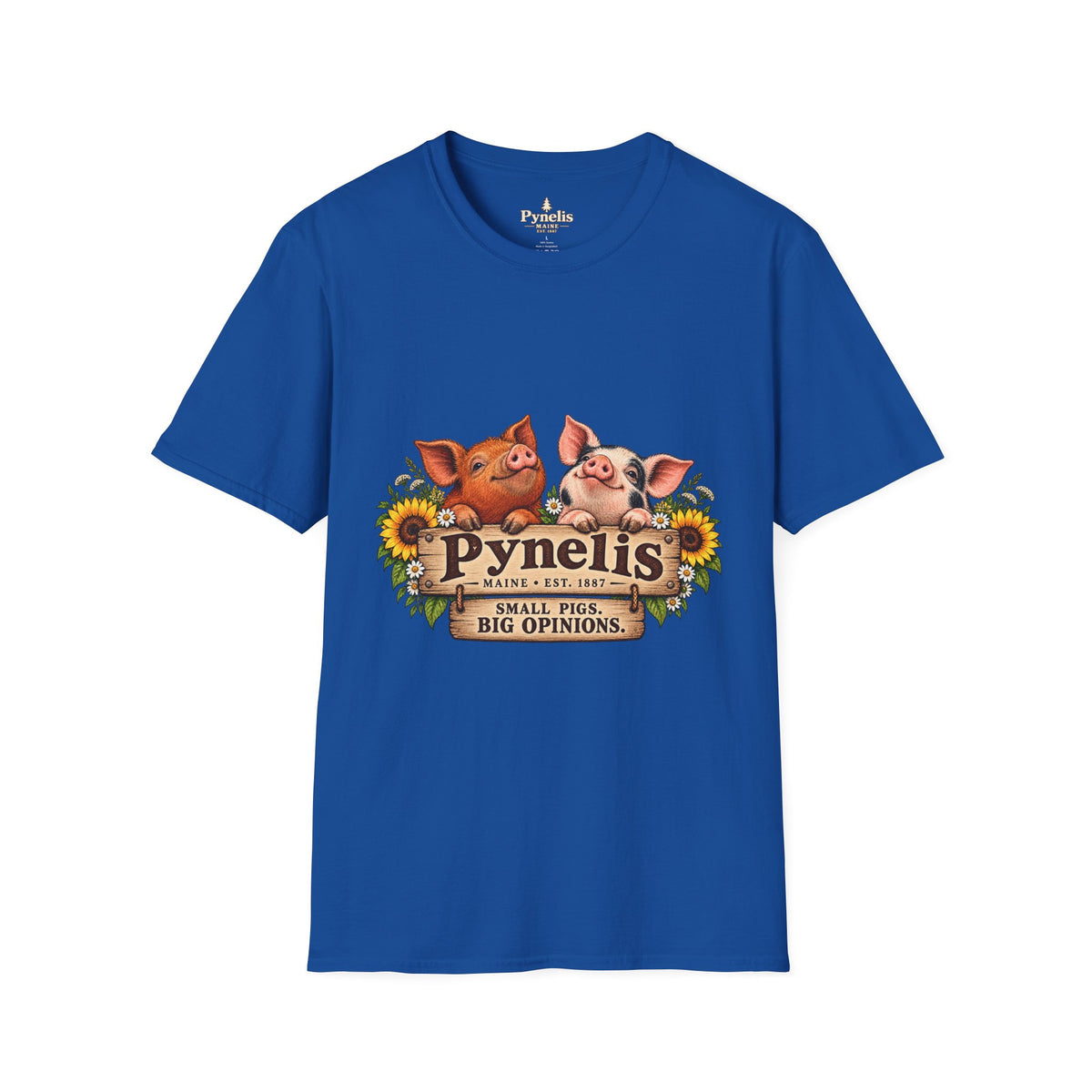 Pig Family Graphic T-Shirt — "Pynelis: Small Pigs, Big Opinions"