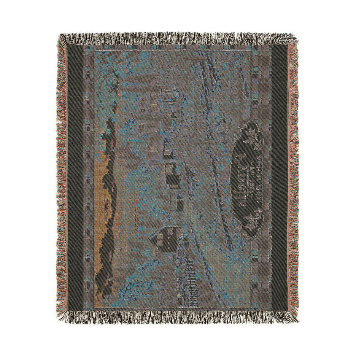 Plaid Woven Blanket — Autumn Village Tapestry Throw (Cozy Pynelis Landscape)