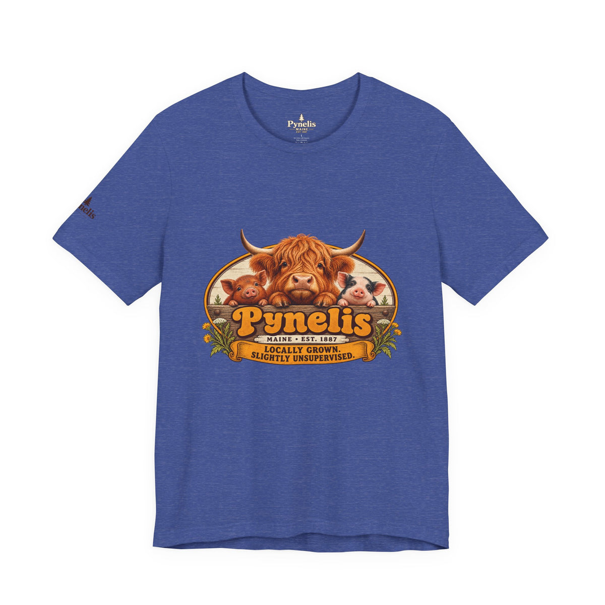 Highland Cow Farm T-Shirt — “Pynelis” Vintage Rustic Livestock Tee