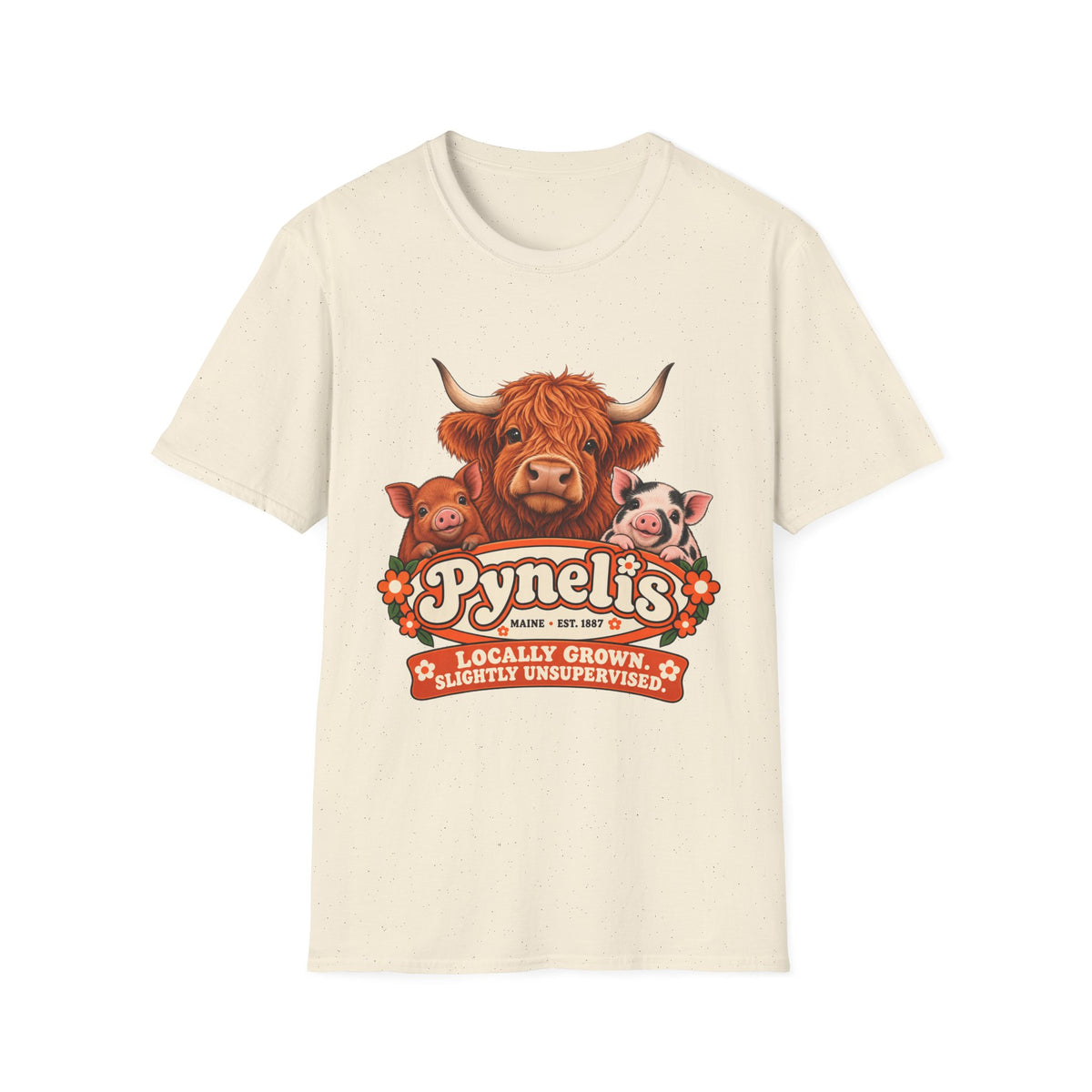 T-Shirt — 'Pynelis' Farm Animals Graphic Tee: Locally Grown, Slightly Unsurprised