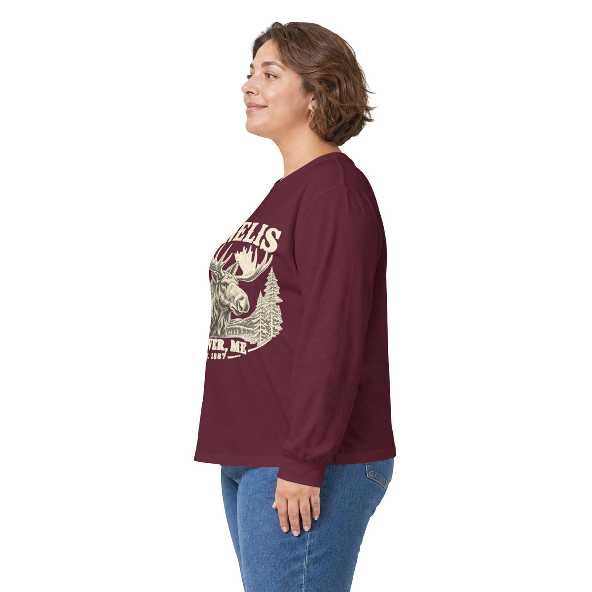 Moose Wilderness Long Sleeve Tee — Retro 'Explore' Outdoor Graphic