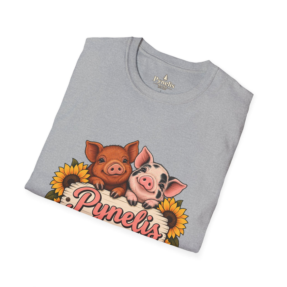 Small Pigs, Big Opinions T-Shirt — Cute Pig Cartoon Tee with Sunflowers