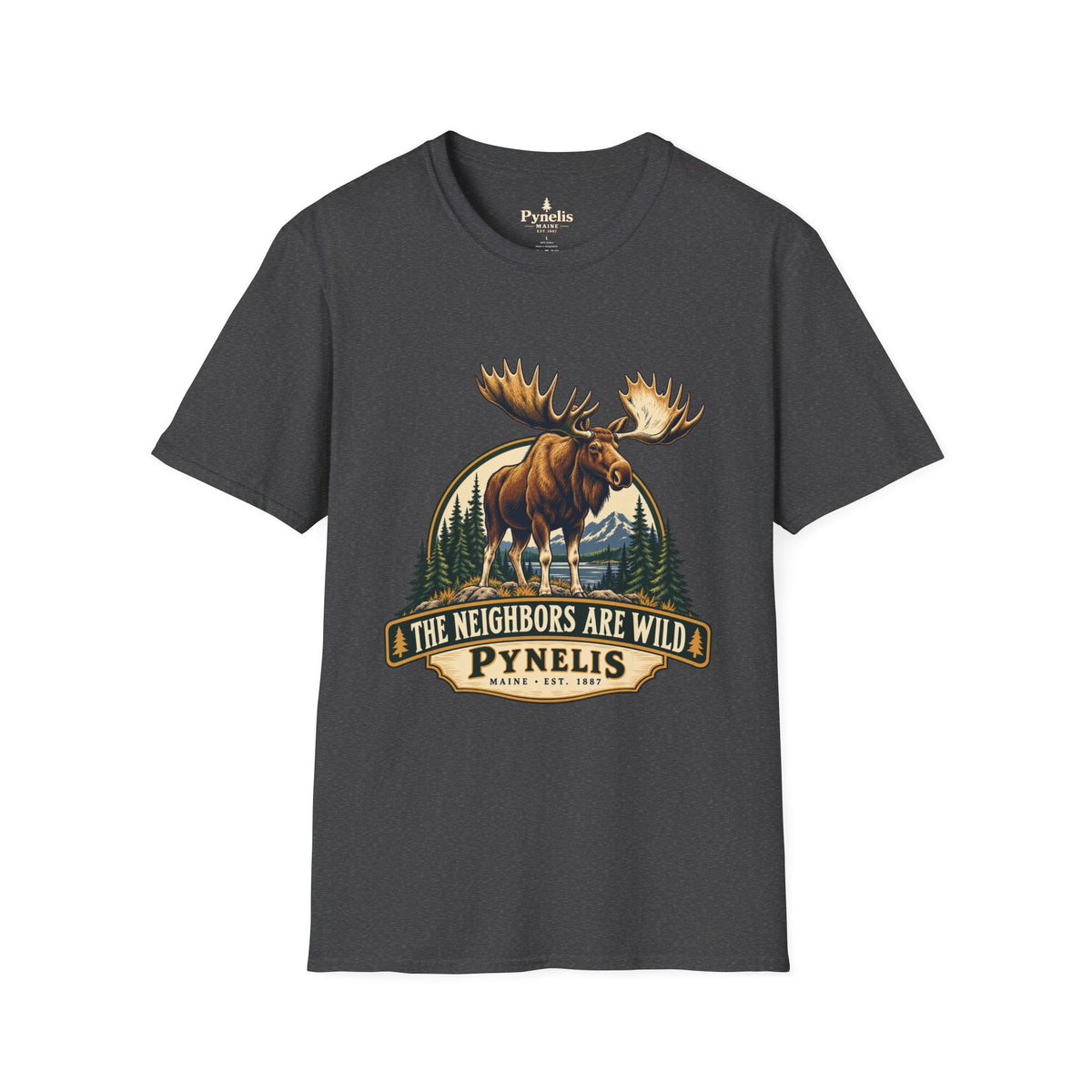 Moose Graphic T-Shirt — "The Neighbors Are Wild" Personalized Cabin Shirt