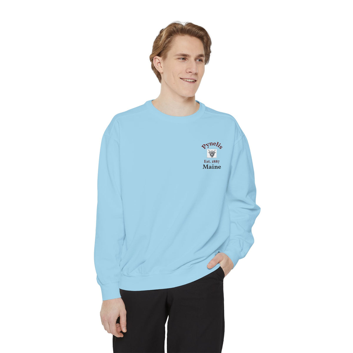 Crewneck Sweatshirt — Pynelis Maine Est 1887 Highland Graphic