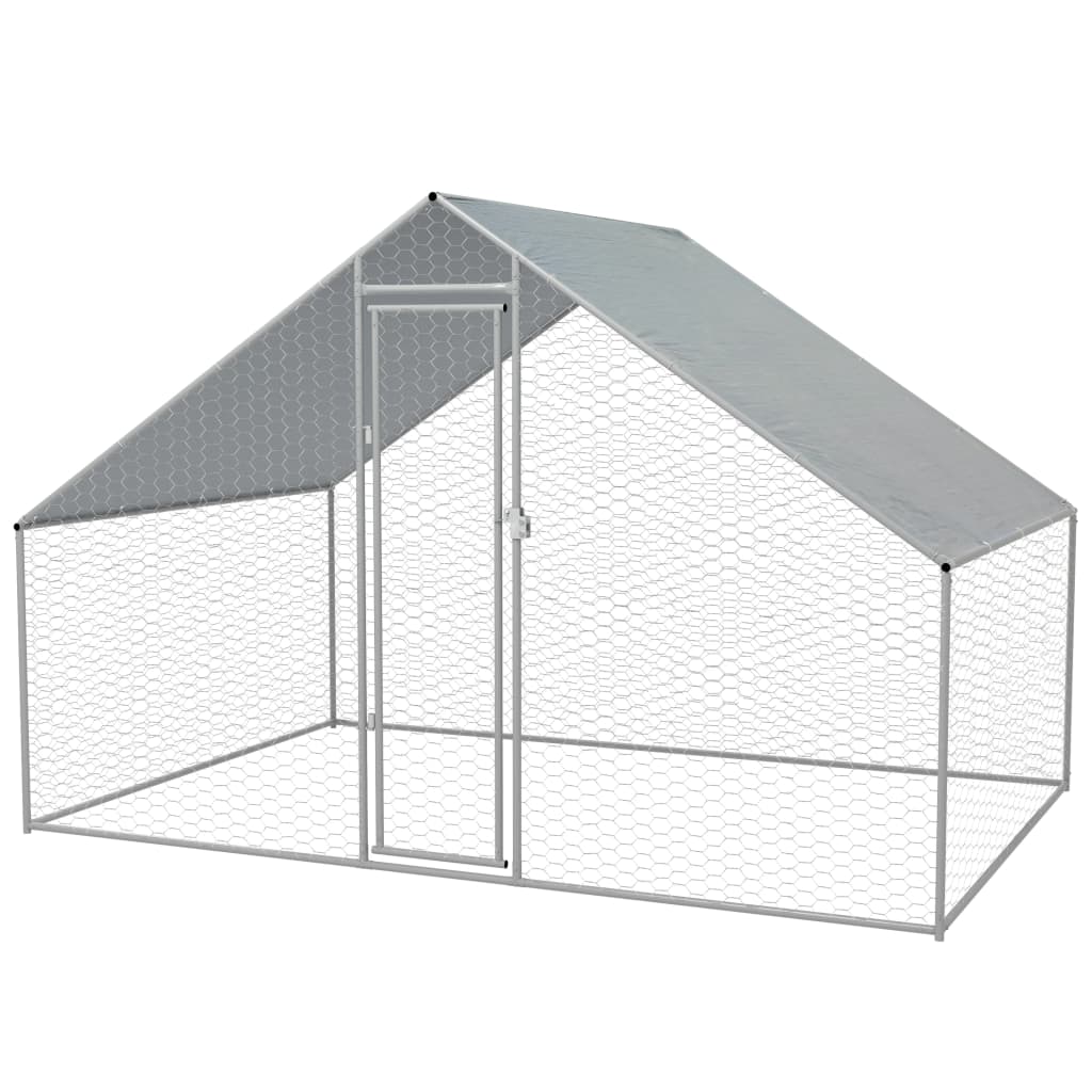 Outdoor Chicken Cage Galvanized Steel 6'6"x6'6"x6'3"