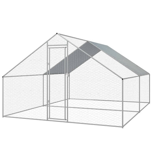 Outdoor Chicken Cage Galvanized Steel 6'6"x6'6"x6'3"