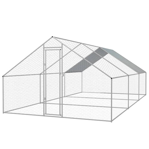 Outdoor Chicken Cage Galvanized Steel 6'6"x6'6"x6'3"