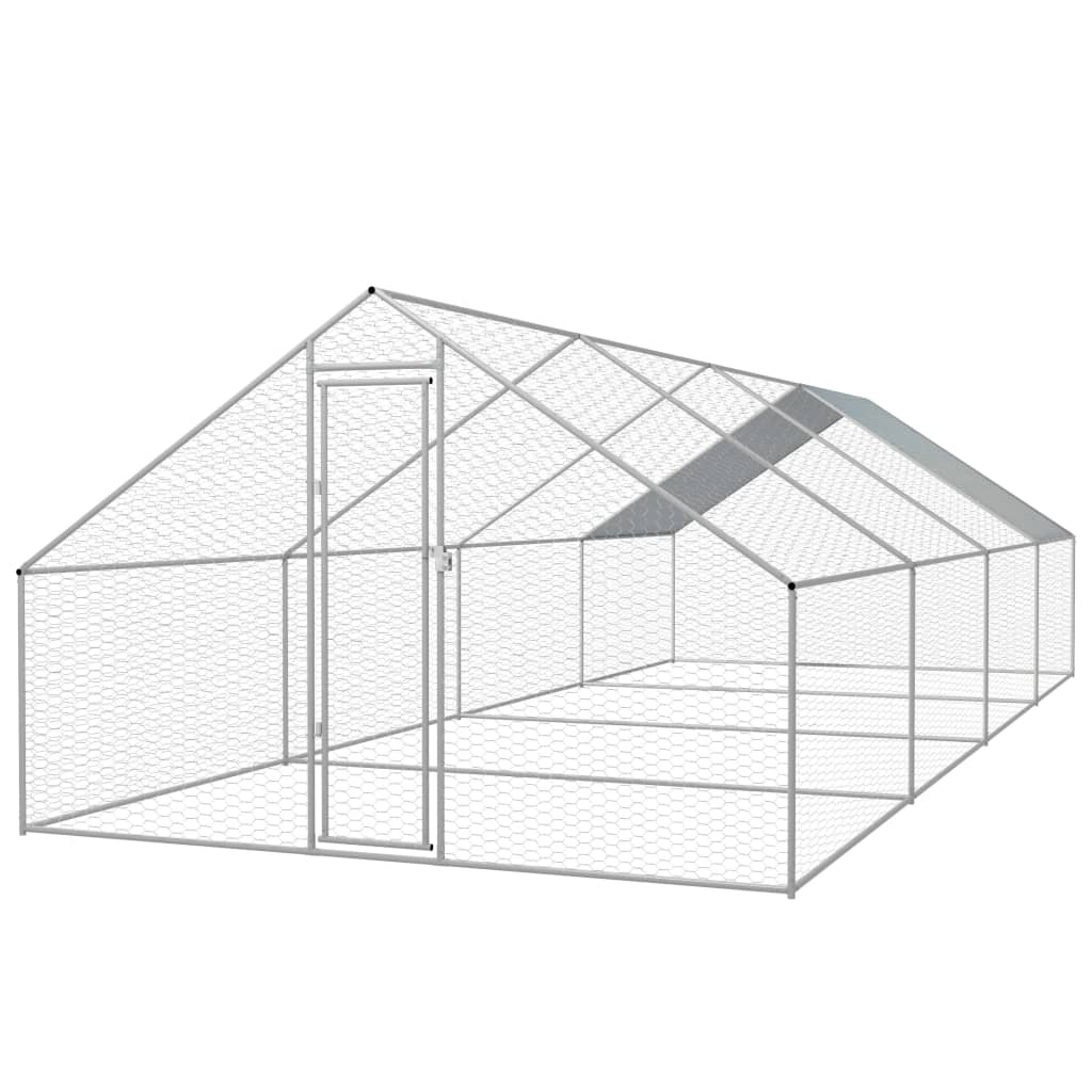 Outdoor Chicken Cage Galvanized Steel 6'6"x6'6"x6'3"