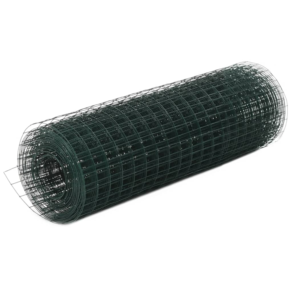 Chicken Wire Fence Galvanised with PVC Coating 32.8'x3.3' Green