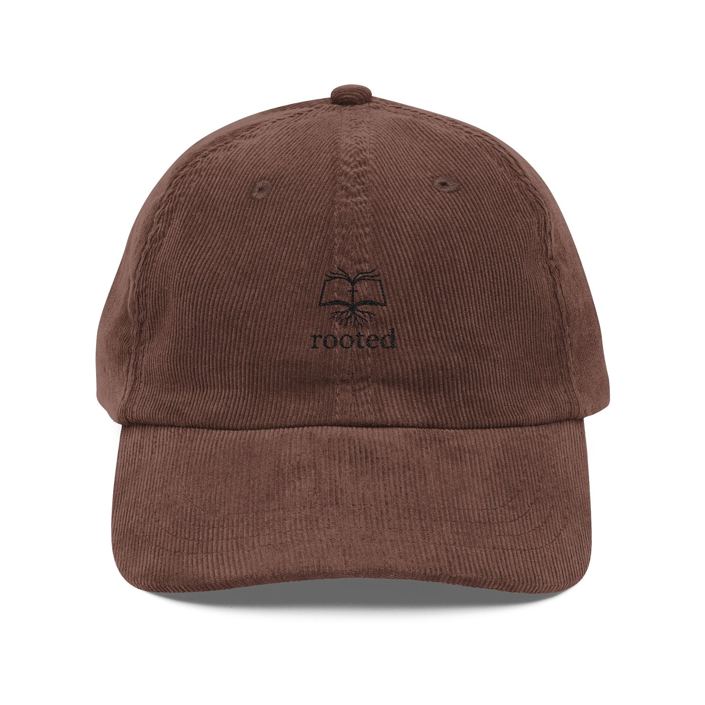 Rooted in Christ Vintage Corduroy Cap — Embroidered Christian Hat